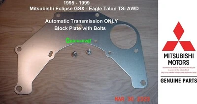 1995 99 Eclipse GSX Talon TSi AWD AUTOMATIC Trans Block Plate w Bolts NEW OEM - Image 1 of 2