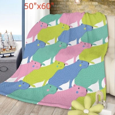 Manta de franela capibara suave de 50"x60" manta animal súper cálida para sofá cama Foto 1 de 4