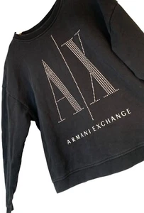 Rare Armani Exchange Pullover Sweatshirt XL Stud AX Logo Boxy Terry LS Top 10004 - Picture 1 of 8