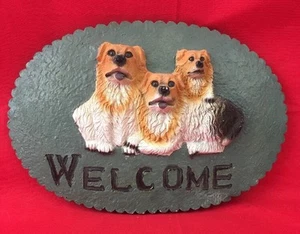Resin Welcome Sign 3 Dogs Green Background Black Letters House Welcome Sign - Picture 1 of 11