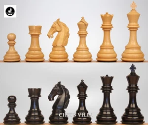 4.6" Rare Columbian Luxury Chess Pieces Only Set -Triple Weighted Ebony Wood - Picture 1 of 6