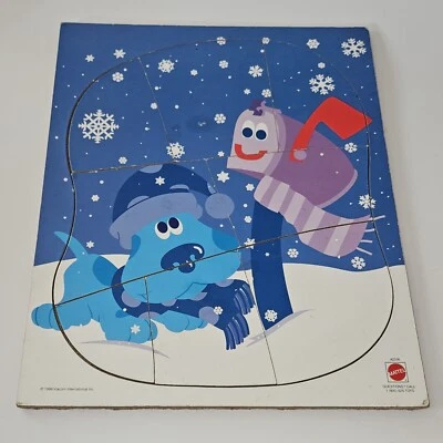 VTG Blues Clues Snow Mailbox Wooden Frame Tray Puzzle 8 Pieces 1999 Mattel 42556 - Image 1 of 4