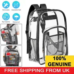 Transparent Bags Clear PVC Backpack Travel School Bag Rucksack Security Unisex - Picture 1 of 8