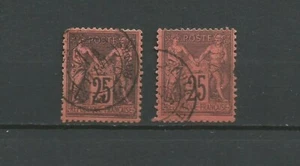 France 1878 type Sage Y&TN°91 2 timbres oblitérés 2 nuances de couleur /TR3 - Picture 1 of 2