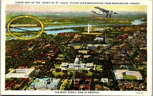 Postcard Advertisement Take Airplane Ride Over Washington DC 1920s Aerial View - Picture 1 of 3