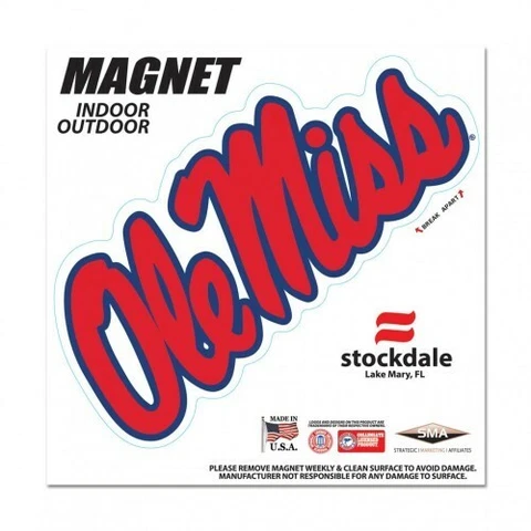 Ole Miss Rebels Magnet Outdoor Rated Vinyl Auto Fridge NCAA College Color Team Cover