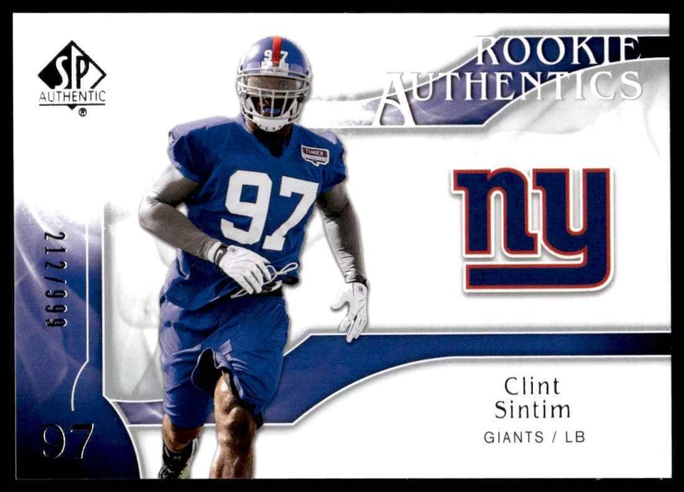 2009 SP Authentic Clint Sintim Rookie 212/999 New York Giants #273 R34 - Image 1 of 2