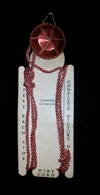 Antique Pink Medallion Wire Cord Mirror Picture Metal Hanger NOS - Image 1 of 3