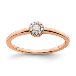 14K Solid Rose Gold Halo Diamond Promise Ring Engagement Wedding Band - Picture 1 of 28