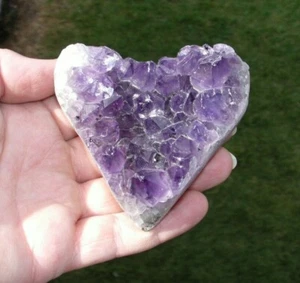 Amethyst Crystal Quartz Heart Brazil Natural Purple Quartz cluster - Picture 1 of 12