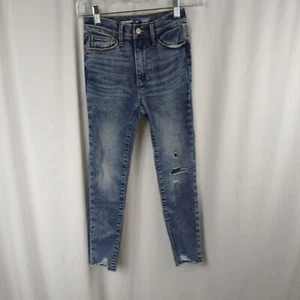 Old Navy Extra High Rise Rockstar Jeggings Distressed Blue Denim Girls Size 10 - Picture 1 of 14