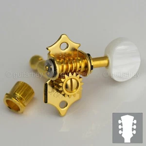 NEW Gotoh SE700-P5W OPEN-GEAR Tuning Keys L3+R3 w/ OVAL PEARL Buttons 3x3 - GOLD - Picture 1 of 3