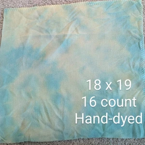 ๐ Tie-Dyed Zweigart Alba Afghan Cloth โ 16 Ct โ 18"x19" Stitch Outside the line - Picture 1 of 9