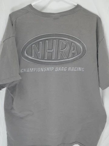 NHRA Championship Drag Racing Shirt Grey Mens Large Red Anvil Tag Cover