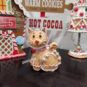 Christmas Cookie Gingerbread Cat Resin Figurine Decor 4.5" AS IS #156 - Picture 1 of 10