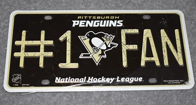 PITTSBURGH PENGUINS NHL HOCKEY SPORTS #1 FAN METAL LICENSE PLATE - Image 1 of 4
