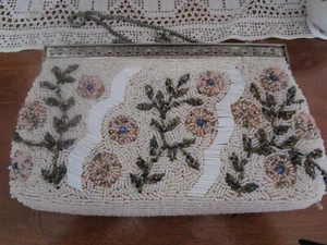 VINTAGE HEAVILY BEADED EVENING PURSE - Picture 1 of 12