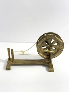 20th Century Asian Brass Miniature Charkha Spinning Wheel, Pakistan Origin 7” - Picture 1 of 3