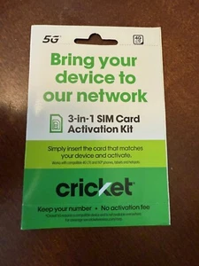Cricket Wireless Universal SIM Card Activation Kits 3-IN-1 Bring Your Own Phone - Photo 1 sur 1
