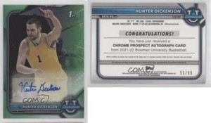 2021 Bowman University Chrome Prospect Green Refractor /99 Hunter Dickinson Auto