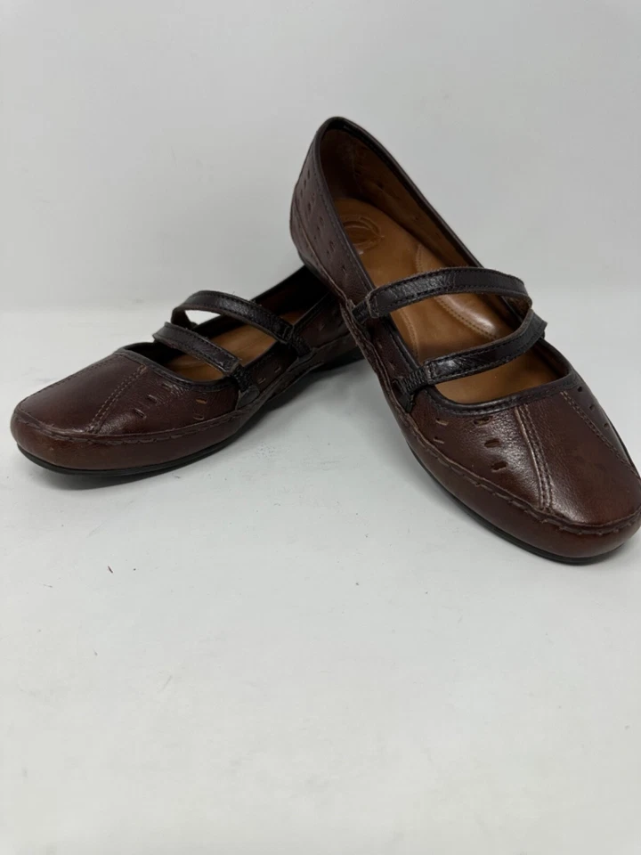 Nurture Womens Sz 6.5M Canyon Brown Leather Mary Jane Slip On Driving Flats Q6 - Image 1 of 4
