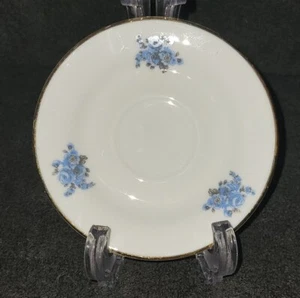 Graf von Henneberg Untertasse Teller "Blaue Blumen, graue Blätter mit Platniumrand" - Bild 1 von 5