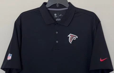 Atlanta Falcons Nike Men's Dri-Fit Polo Dress Shirt Size 2XL Black color XXL Cover