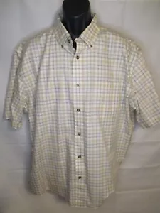 CABELA'S 100% Cotton XL Tan Plaid Short Sleeve Button Down Shirt - Picture 1 of 3