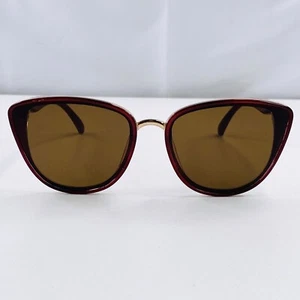 Charly Therapy Womens Cat Eye Sunglasses Red Gold Frames Brown Lens SOF32 - Picture 1 of 12