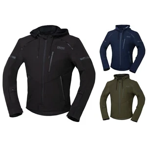 IXS Men's Motorcycle Jacket Moto 2.0 Softshell Hoodie With Protectors And Hood - Picture 1 of 13
