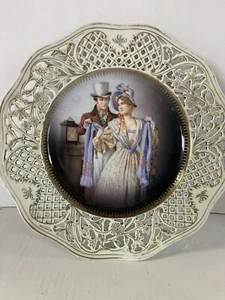 10” Schumann Dresden Plate Victorian Couple Man Woman - Picture 1 of 3