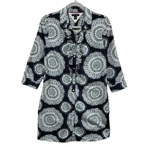 Tommy Hilfiger Shirt Dress Womens size Medium Paisley 3/4 Sleeve 100% Cotton - Picture 1 of 10
