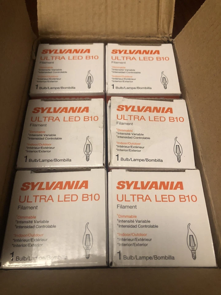 Sylvania Ultra LED B10 5W Filament Dimmable Clear 71169 *Box Of 6* - Image 1 of 4