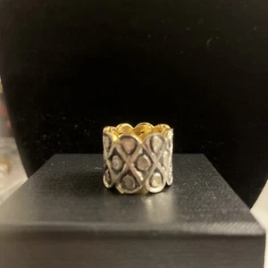 Sterling diamond cigar band ring-size 5 - Picture 1 of 4