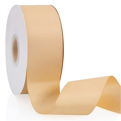 50 Yards Gold Double Faced Grosgrain Ribbon, 2 Wide, Gift Wrap, Craft, Bows - Image 1 of 4