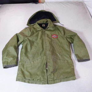 Giacca Texaco vintage uomo 2XL verde lavoro con cappuccio abbigliamento da lavoro leone fienile cappotto pile - Foto 1 di 19