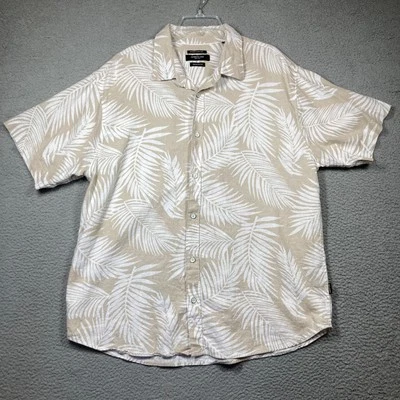 Kenneth Cole Shirt Men's 2X Beige Linen Blend Button Up Short Sleeve Beach Coast - Image 1 of 4