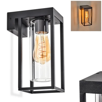Hofstein Nardò Outdoor Wall Lamp Outdoor Wall Light Metal/Glass in Black/Clear - Image 1 of 4