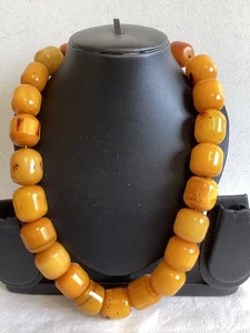 Massive antike Art Deco Butterscotch Eigelb Bernstein Bakelit Perlenkette 215g - Bild 1 von 10