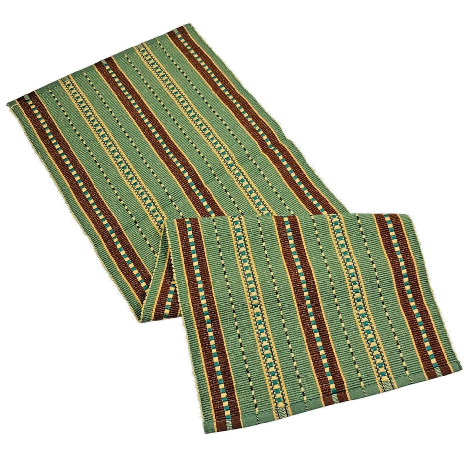 Corredor de mesa Park Designs Mountain Morning algodón acanalado 36 pulgadas verde marrón a rayas Foto 1 de 2