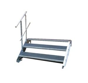 Scala in acciaio 2 gradini - larghezza 120 cm altezza variabile 30-40 cm con un lato. Ringhiera - Foto 1 di 5