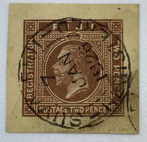 1926 REGISTERED SON CANCEL ON FIJI CUT SQUARE, 95% CENTERED Cover