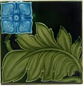 Art Nouveau Fireplace Majolica Tile Floral Design by Alfred Meakin Ltd C1905 AE1 - Picture 1 of 3