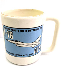 F16 AIS Fighter Pilots General Dynamics White Blue Gold rim Coffee Cup Mug