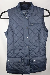 Banana Republic Damen blaue gesteppte gefütterte Weste mit Gürtel Gr. Medium TOP - Bild 1 von 12