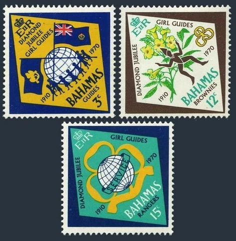 Bahamas 298-300,MNH.Michel 303-305. Girl Guides,60th Ann.1970.Flags Cover