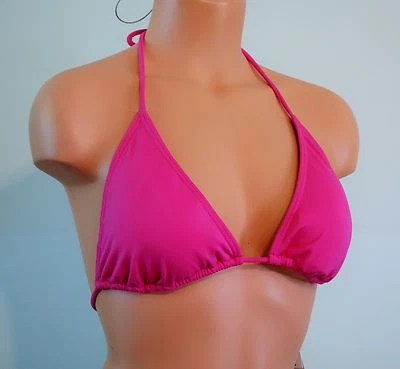NUEVO CON ETIQUETAS Hula Miel Rosa Brillante Bikini Traje de Baño Triángulo Copa Cuerda Corbata Top XS  Foto 1 de 2