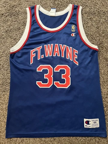 Grant Hill Ft Wayne Pistons Champion Gold Logo RARE Jersey 44 L VINTAGE NBA 90s Cover