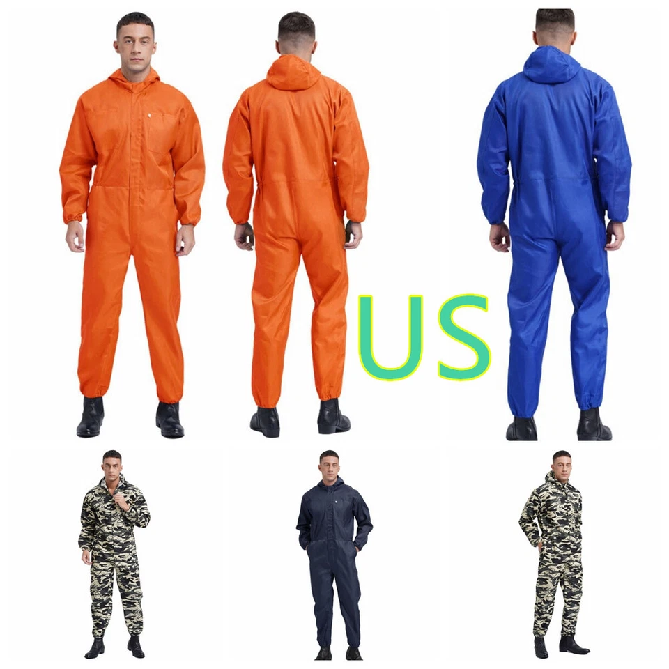 Mens Mechanic Uniforms Front Zipper Big Pockets Overalls Jumpsuit Dungarees - Image 1 of 1