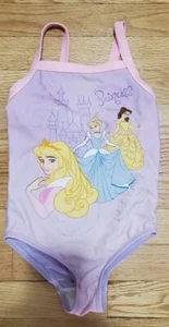 Disney Princess Belle Aurora Cinderella Bathing Swim Suit Girls Size 4 5 EUC - Picture 1 of 3